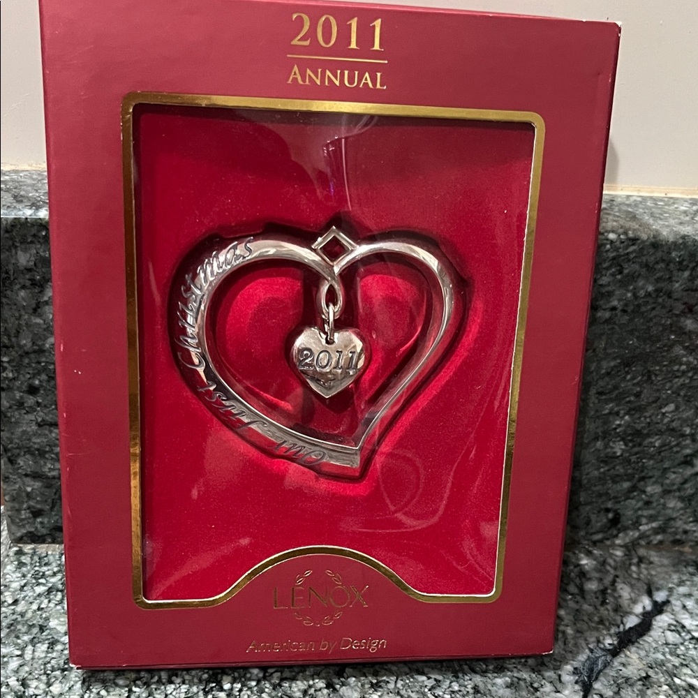 Lenox Silver Heart Ornament with 2011 Charm
